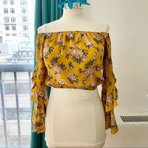 Off The Shoulder Floral Crop Top Size Small